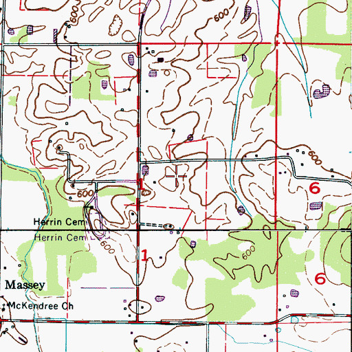 Topographic Map of Cedar Plains Post Office (historical), AL
