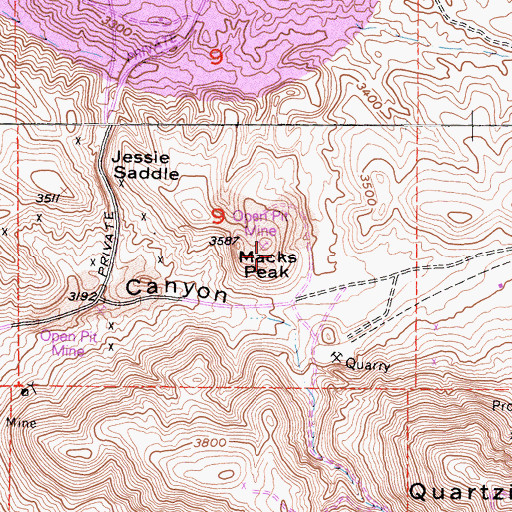 Topographic Map of Macks Peak, CA