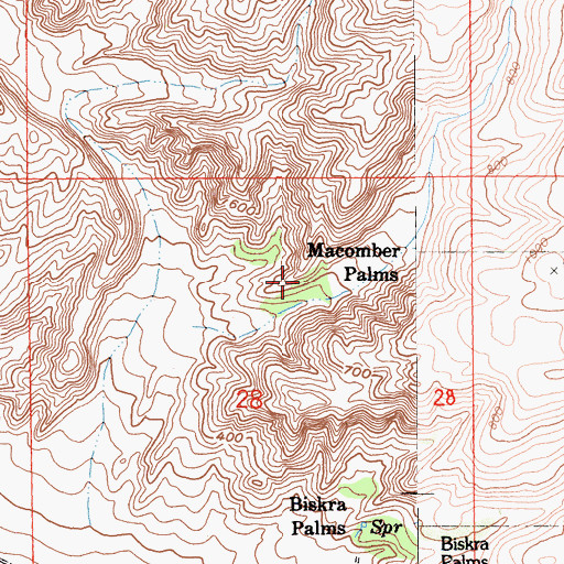 Topographic Map of Macomber Palms, CA