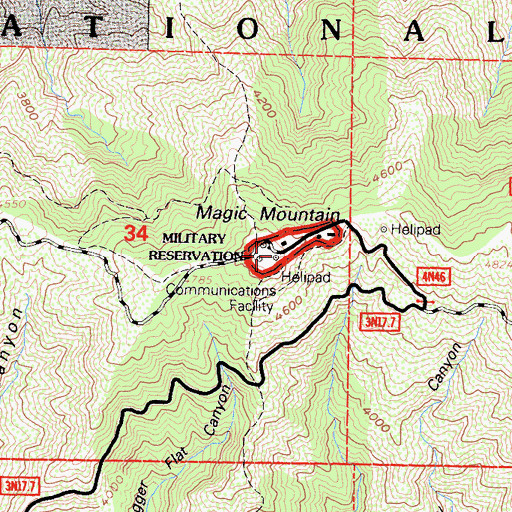Topographic Map of Magic Mountain, CA