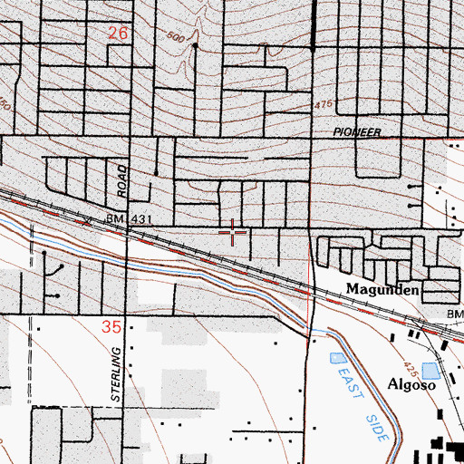 Topographic Map of Magunden, CA