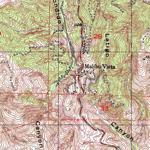 Topographic Map of Malibu Vista, CA