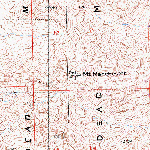 Topographic Map of Mount Manchester, CA