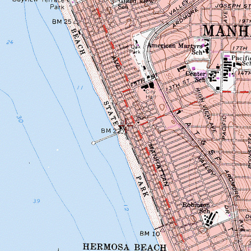 Topographic Map of Manhattan Beach, CA
