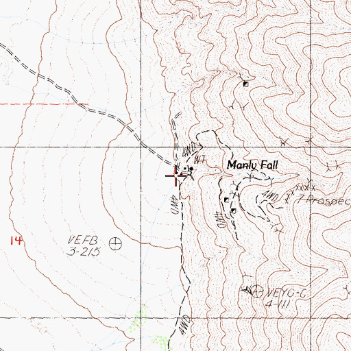 Topographic Map of Manly Fall, CA