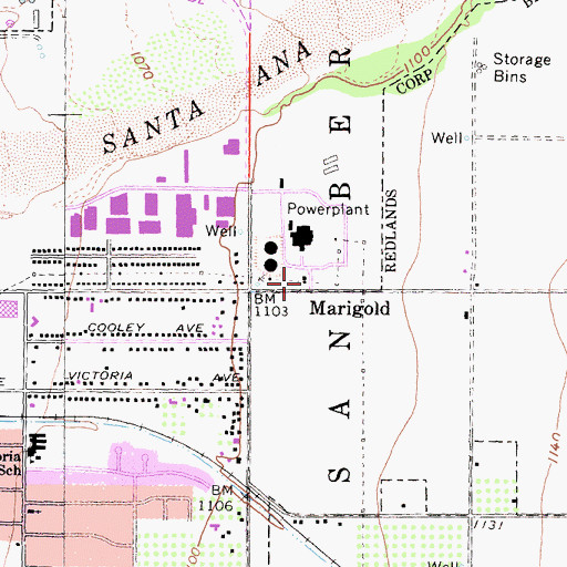 Topographic Map of Marigold, CA