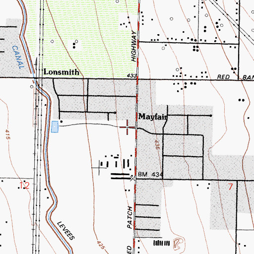 Topographic Map of Mayfair, CA
