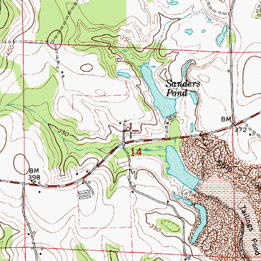 Topographic Map of Gainers Store Post Office (historical), AL
