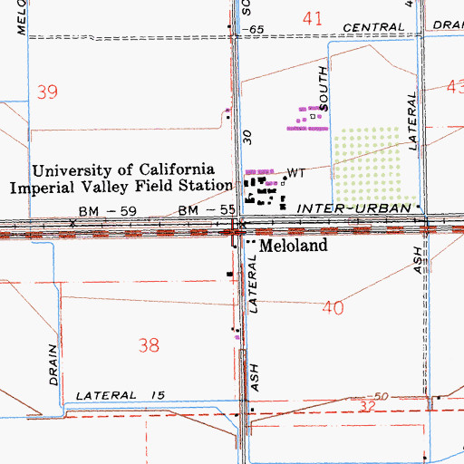 Topographic Map of Meloland, CA