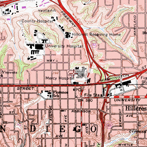 Topographic Map of Scripps Mercy Hospital San Diego, CA