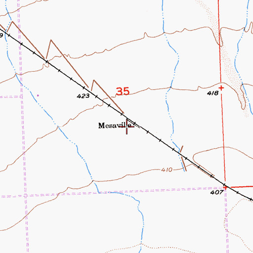 Topographic Map of Mesaville, CA