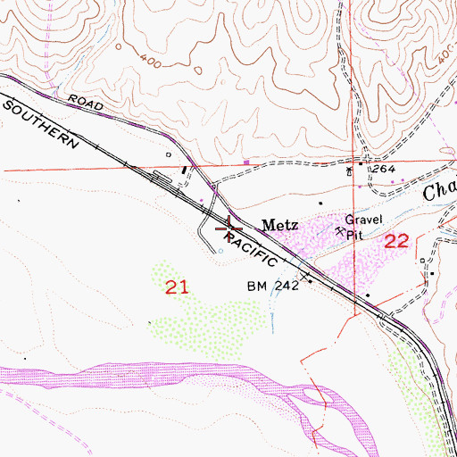 Topographic Map of Metz, CA