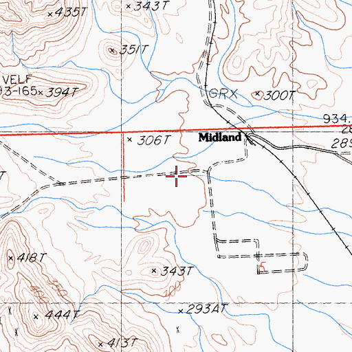 Topographic Map of Midland, CA