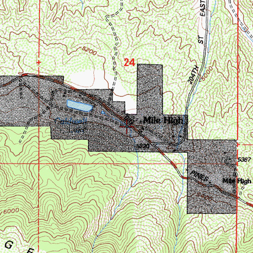 Topographic Map of Mile High, CA