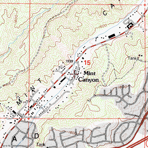 Topographic Map of Mint Canyon, CA