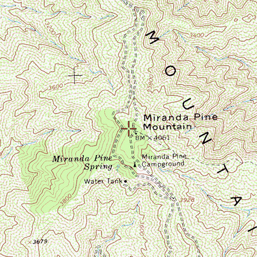 Topographic Map of Miranda Pine Mountain, CA