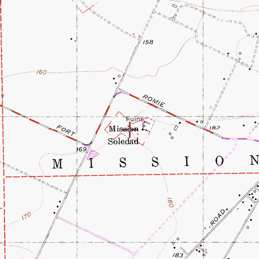 Topographic Map of Mission Soledad, CA