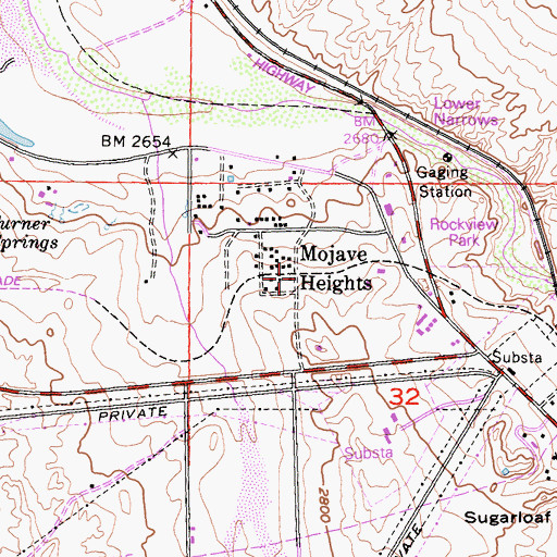 Topographic Map of Mojave Heights, CA