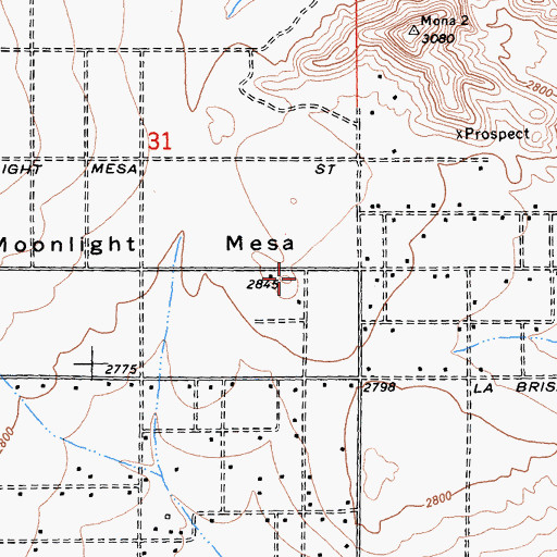 Topographic Map of Moonlight Mesa, CA