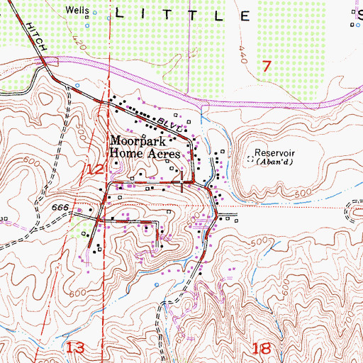 Topographic Map of Moorpark Home Acres, CA