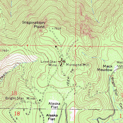 Topographic Map of Moreland Mill, CA
