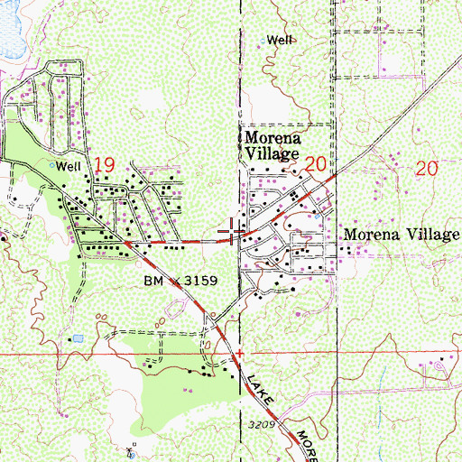 Topographic Map of Morena Village, CA