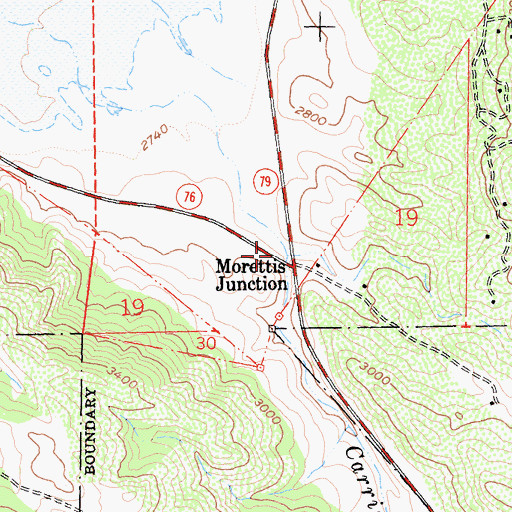 Topographic Map of Morettis Junction, CA