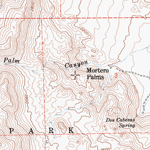 Topographic Map of Mortero Palms, CA
