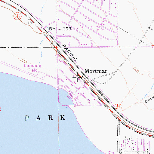 Topographic Map of Mortmar, CA