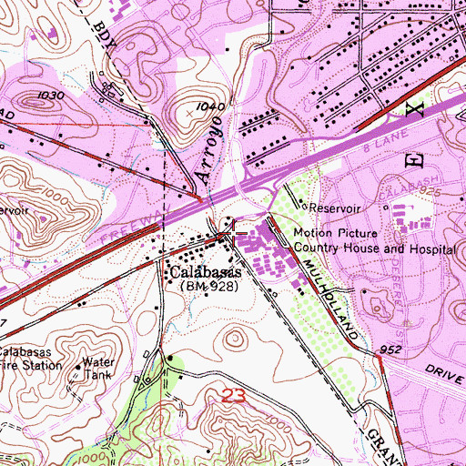 Topographic Map of Motion Picture and Television Fund Hospital, CA