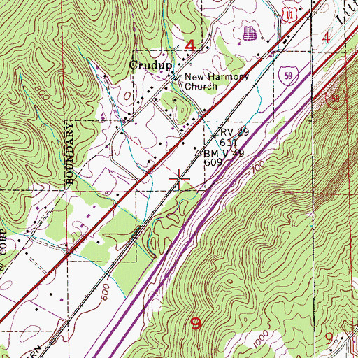 Topographic Map of Greenwood Post Office (historical), AL