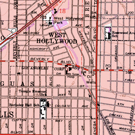 Topographic Map of Cedars Sinai Medical Center, CA