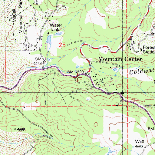 Topographic Map of Mountain Center, CA
