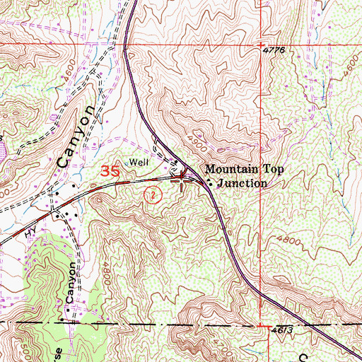 Topographic Map of Mountain Top Junction, CA