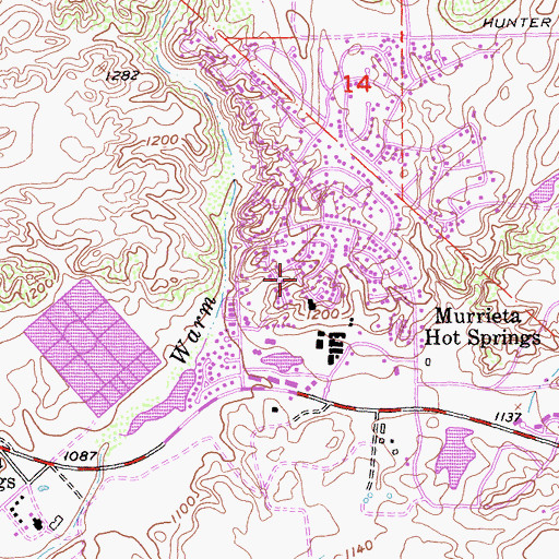 Topographic Map of Murrieta Hot Springs, CA