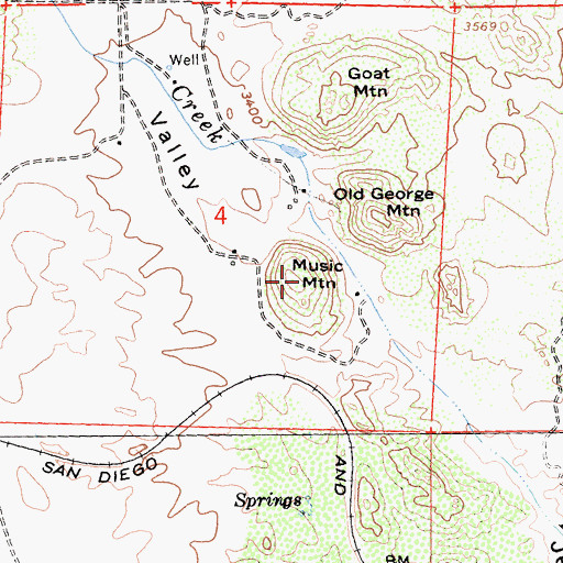 Topographic Map of Music Mountain, CA