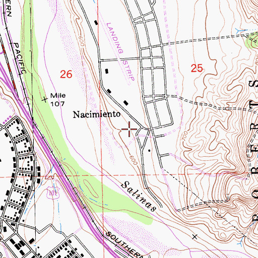 Topographic Map of Nacimiento, CA