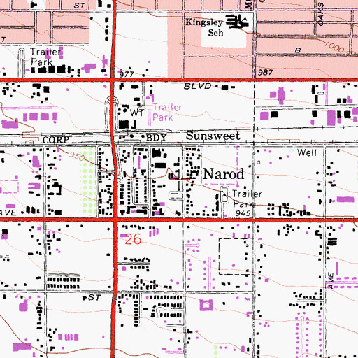Topographic Map of Narod, CA