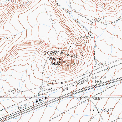 Topographic Map of Negro Head, CA