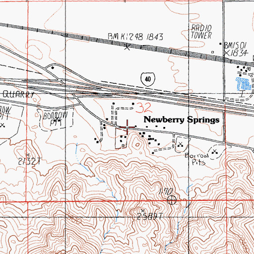 Topographic Map of Newberry Springs, CA