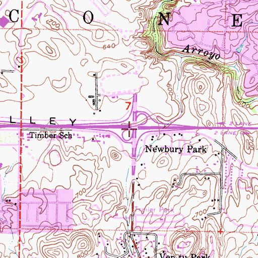 Topographic Map of Newbury Park, CA