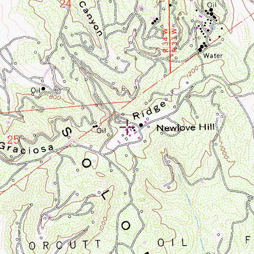Topographic Map of Newlove Hill, CA