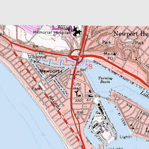 Topographic Map of Newport Beach, CA