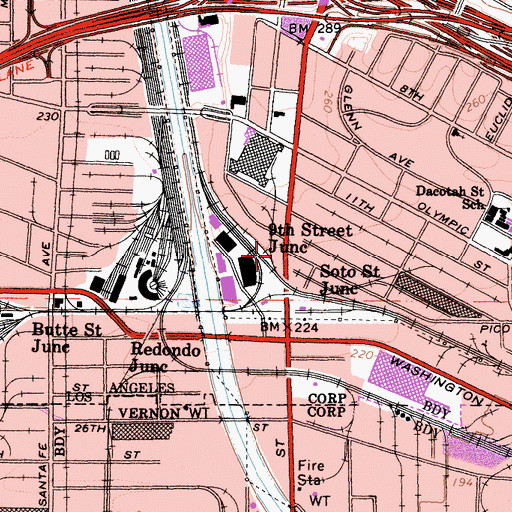 Topographic Map of Ninth Street Junction, CA