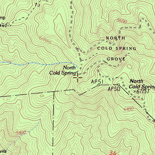 Topographic Map of North Cold Spring Peak, CA