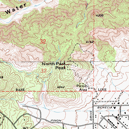 Topographic Map of North Park Peak, CA