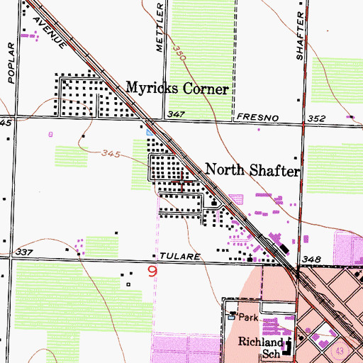 Topographic Map of North Shafter, CA