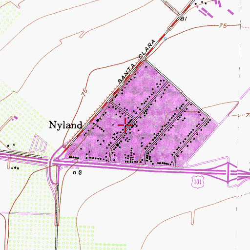 Topographic Map of Nyland, CA