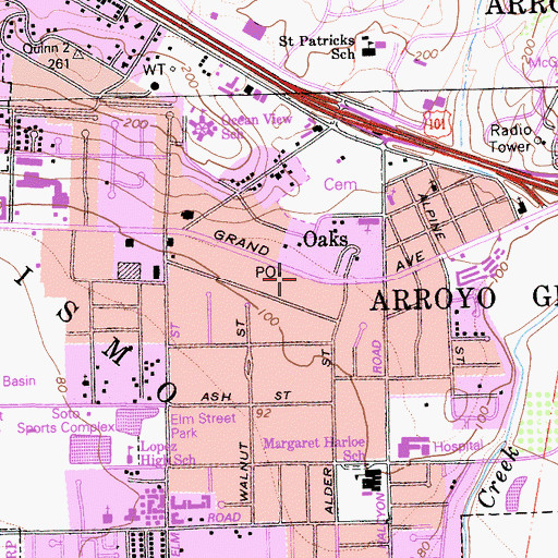 Topographic Map of Oaks, CA
