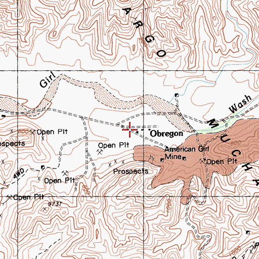 Topographic Map of Obregon, CA